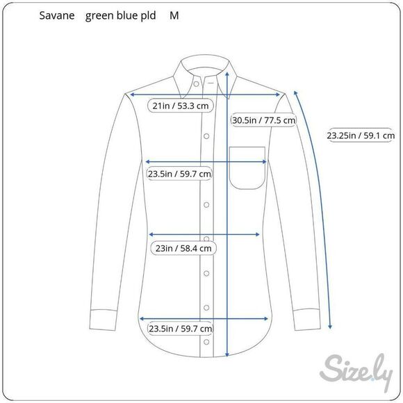 Savane Plaid Shirt Green Blue LS Mens M Cotton Blend Deep Dye Button Down - Picture 11 of 11